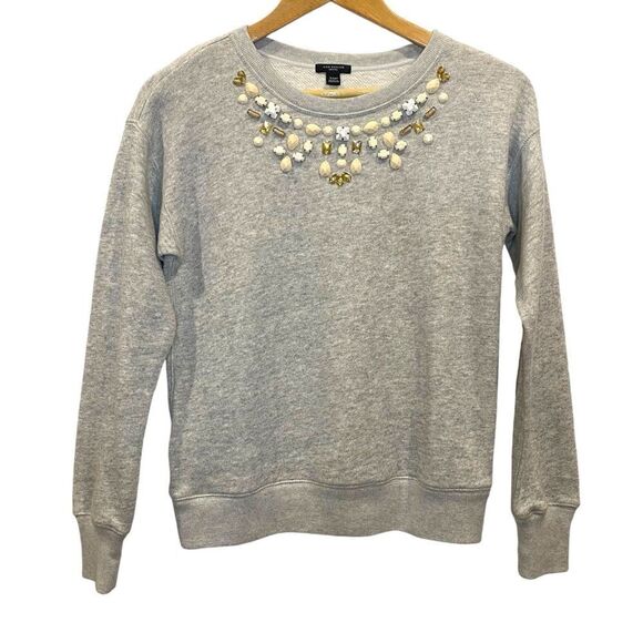 Ann Taylor Embellished Rhinestone Jeweled Crewneck Sweater Top - Women's XSP - Picture 1 of 7